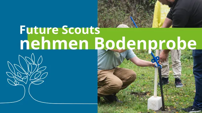 Ein Future Scout entnimmt eine Bodenprobe auf dem Gelände der CJD Christophorusschule Elze - Gymnasium